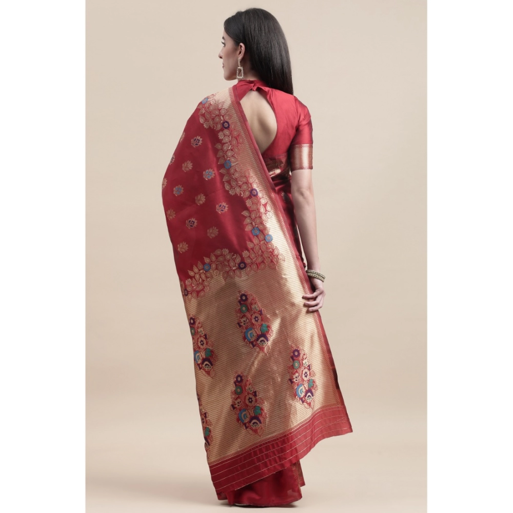 Generic Women's Kanjivaram Silk Designer Weaving Saree With Unstitched Blouse (Red, 5.50 Mtrs) Generic Women's Kanjivaram Silk Designer Weaving Saree With Unstitched Blouse (Red, 5.50 Mtrs)