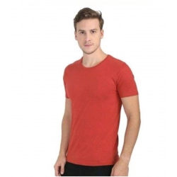 Men's Casual Short Sleeves Cotton Round Neck T-shirt (Red)