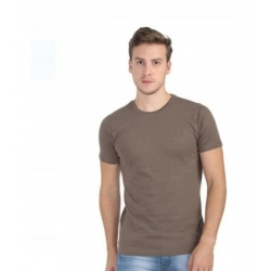 Men's Casual Short Sleeves Cotton Round Neck T-shirt (Khaki)
