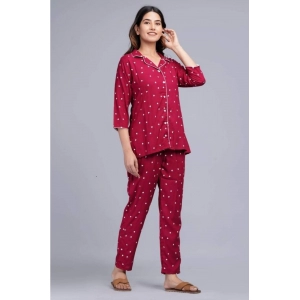 Generic Women's Casual Rayon 3-4th Sleeve Night Suit Set (Maroon)