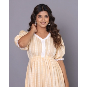 Generic Women's Casual Cotton Blend Short Sleeve Gown (Yellow)