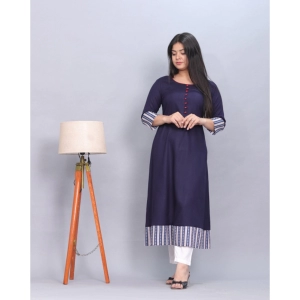 Generic Women's Casual Viscose Rayon 3-4th Sleeve Kurti (Navy Blue)