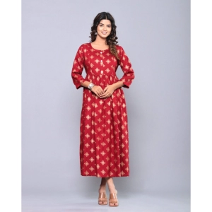 Generic Women's Casual Viscose Rayon 3-4th Sleeve Maternity Kurti (Maroon)