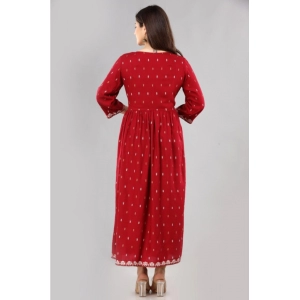 Generic Women's Casual Viscose Rayon 3-4th Sleeve Nayra Cut Kurti (Red)