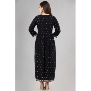 Generic Women's Casual Viscose Rayon 3-4th Sleeve Nayra Cut Kurti (Black)