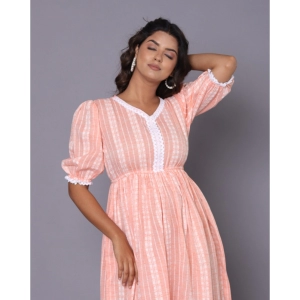 Generic Women's Casual Cotton Blend Short Sleeve Gown (Orange)