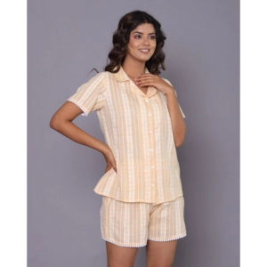 Generic Women's Casual Cotton Short Sleeve Short Night Suit Set (Yellow)