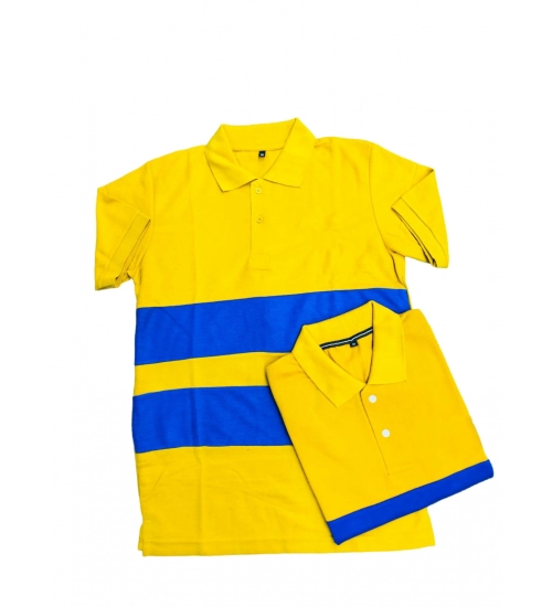 Men's Casual Short Sleeves Cotton Polo Neck T-shirt (Mustard)