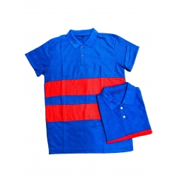 Men's Casual Short Sleeves Cotton Polo Neck T-shirt (Blue)