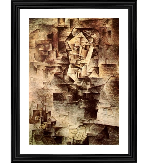 The Accordionist 1911 Painting With Wood Photo Frame (Multicolor)