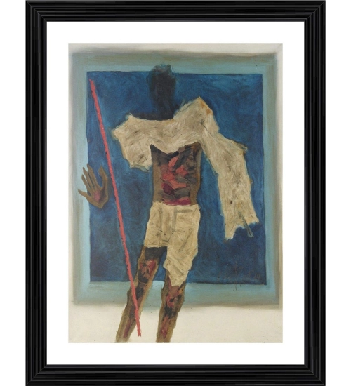 Mahatma Painting With Wood Photo Frame (Multicolor)