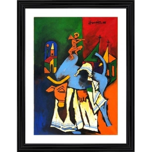 Generic Mother Teresa A Religion of Sympathy 1996 Painting With Wood Photo Frame (Multicolor)