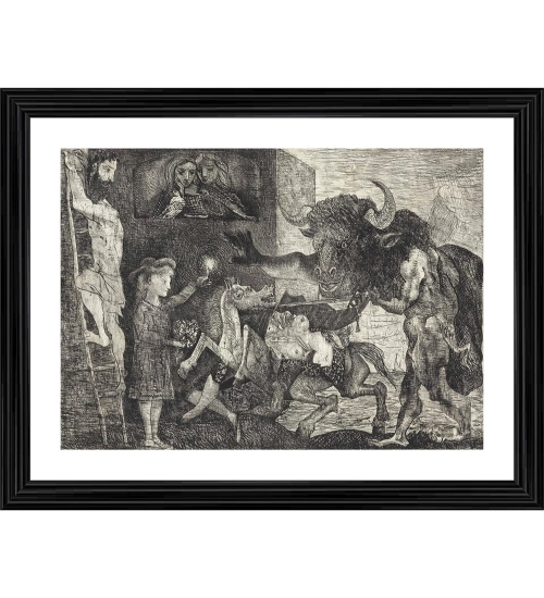 Minotauromachy 1935 Painting With Wood Photo Frame (Multicolor)