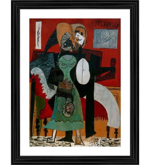 Lovers 1919 Painting With Wood Photo Frame (Multicolor)