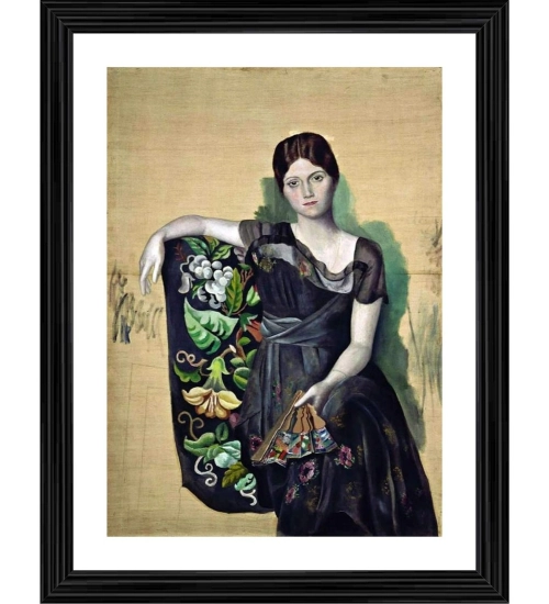 Olga in the Chair 1920 Painting With Wood Photo Frame (Multicolor)