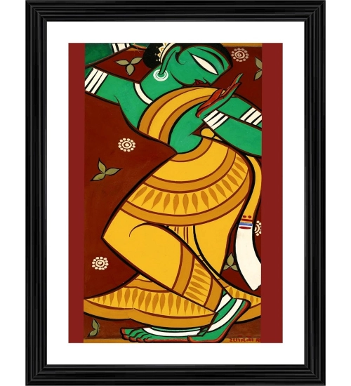 Dancing Woman 1 Painting With Wood Photo Frame (Multicolor)