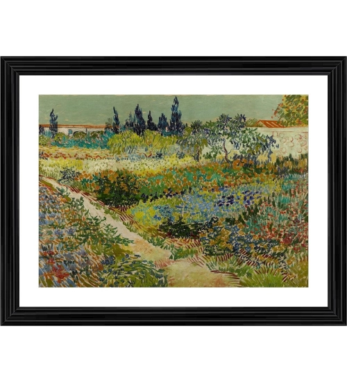 Garden at Arles 1889 Painting With Wood Photo Frame (Multicolor)