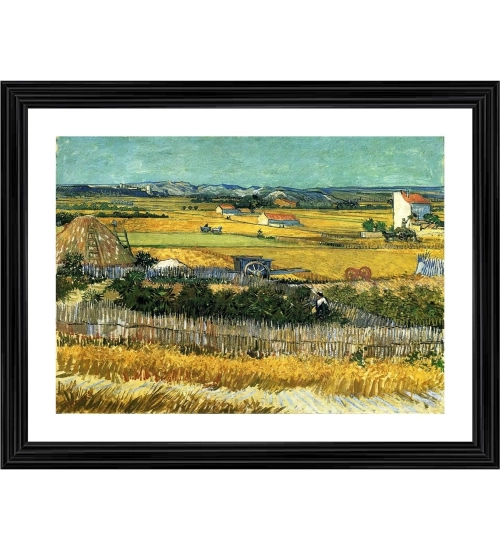 The Harvest 1888 Painting With Wood Photo Frame (Multicolor)