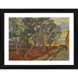 Generic Garden of the Asylum 1889 Painting With Wood Photo Frame (Multicolor)
