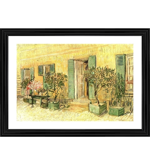 Exterior of a Restaurant in Asnières 1887 Painting With Wood Photo Frame (Multicolor)