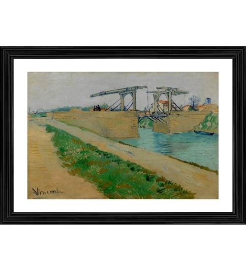 The Langlois Bridge 1888 Painting With Wood Photo Frame (Multicolor)