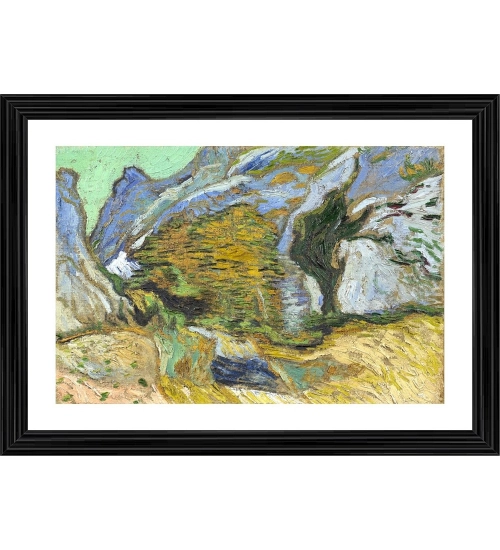 Ravine with a Small Stream 1889 Painting With Wood Photo Frame (Multicolor)