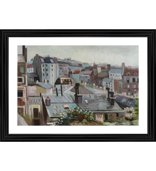 View from Vincents Studio 1886 Painting With Wood Photo Frame (Multicolor)