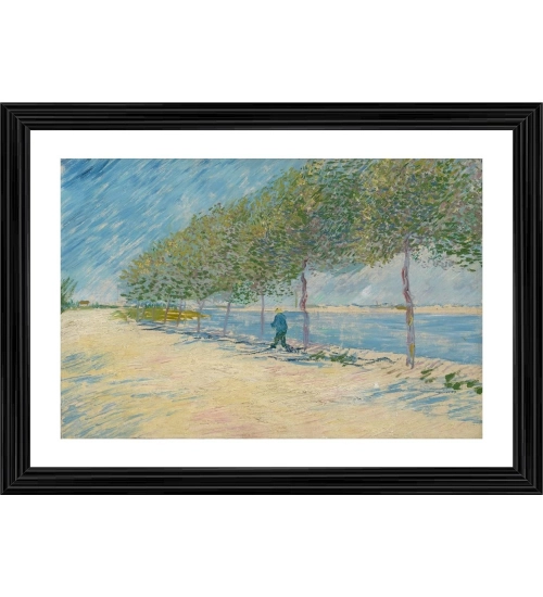 By the Seine 1887 Painting With Wood Photo Frame (Multicolor)