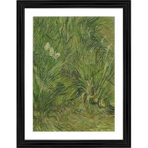 Generic Garden with Butterflies 1890 Painting With Wood Photo Frame (Multicolor)