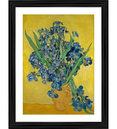Vase with Irises 1890 Painting With Wood Photo Frame (Multicolor)
