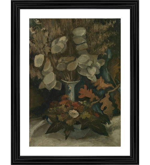 Vase with Honesty 1884 Painting With Wood Photo Frame (Multicolor)