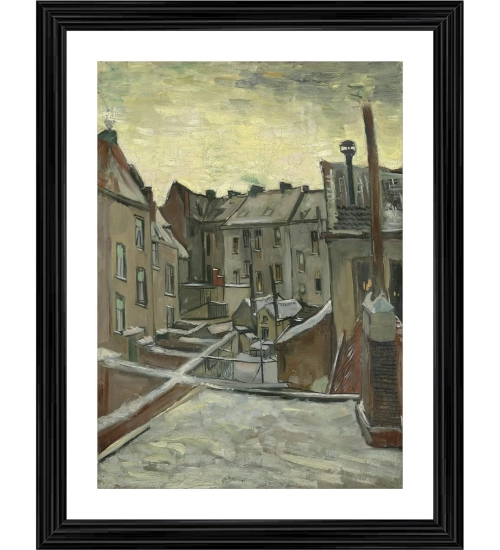 Houses Seen from the Back 1886 Painting With Wood Photo Frame (Multicolor)