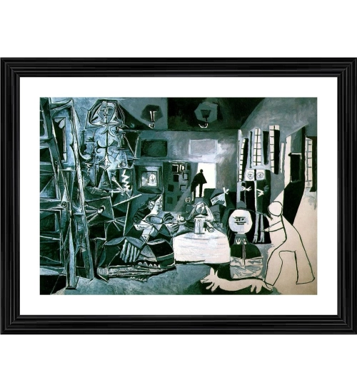 Las Meninas The Maids of Honour 1957 Painting With Wood Photo Frame (Multicolor)