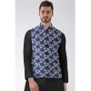 Men's Jacquard Printed Full Sleeve Waistcoat (Blue)