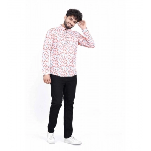 Generic Men's Cotton Blended Printed Full Sleeve Shortkurta (Multicolor)