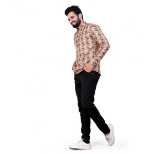 Generic Men's Cotton Blended Printed Full Sleeve Shortkurta (Multicolor)