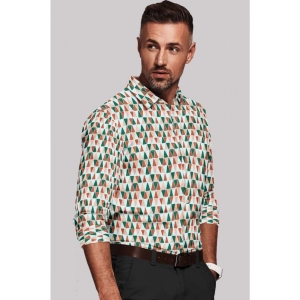 Generic Men's Cotton Blended Printed Full Sleeve Shirt (Multicolor)