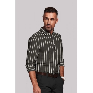 Generic Men's Cotton Blended Striped Full Sleeve Shirt (Black-White)