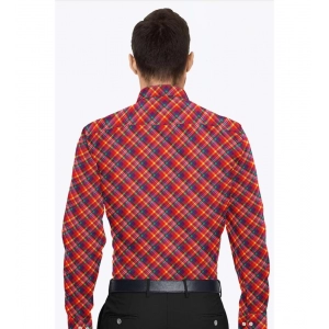 Generic Men's Cotton Blended Checked Full Sleeve Shirt (Red)