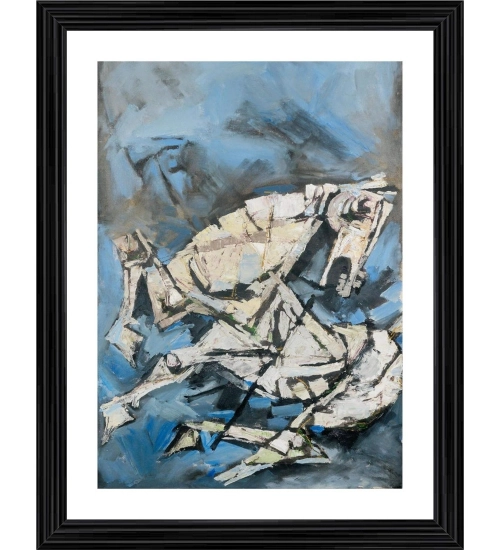 Horses Pain Painting With Wood Photo Frame (Multicolor)