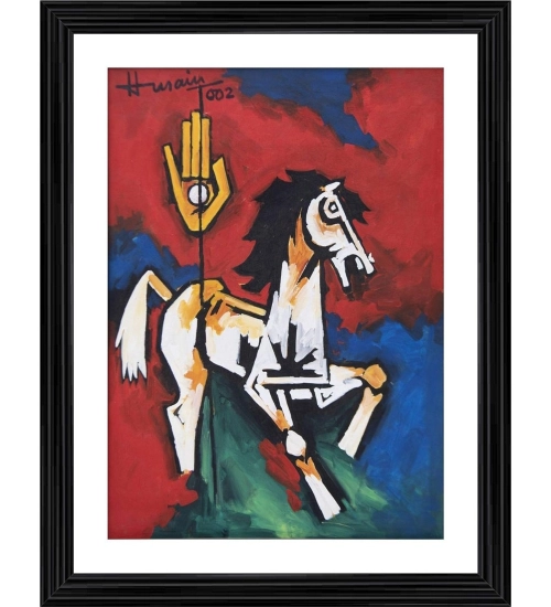 The Horse 2002 Painting With Wood Photo Frame (Multicolor)