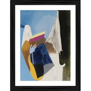 Generic Portrait of an Umbrella Series 1980 Painting With Wood Photo Frame (Multicolor)