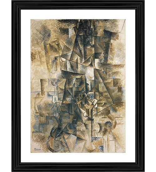 The Piano Accordionist 1911 Painting With Wood Photo Frame (Multicolor)