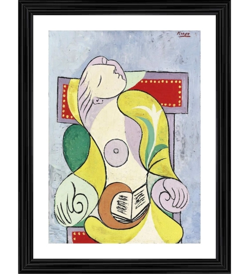 Reading 1932 Painting With Wood Photo Frame (Multicolor)