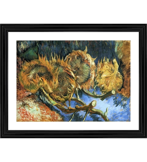 Sunflowers Gone to Seed 1888 Painting With Wood Photo Frame (Multicolor)