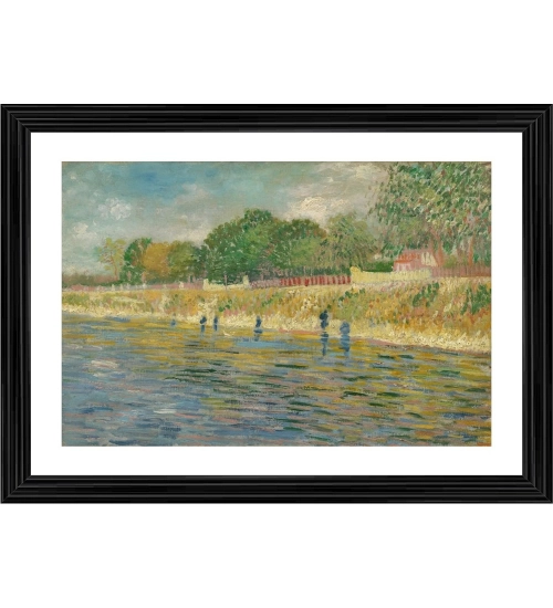 Bank of the Seine 1887 Painting With Wood Photo Frame (Multicolor)