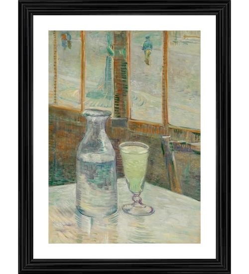 Cafe Table with Absinthe 1887 Painting With Wood Photo Frame (Multicolor)