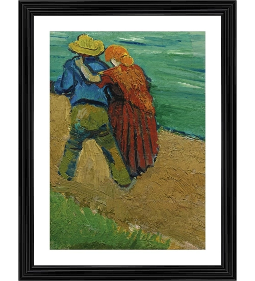 Two Lovers in Arles 1888 Painting With Wood Photo Frame (Multicolor)