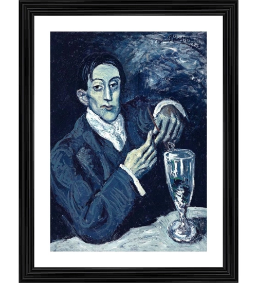 The Absinthe Drinker 1903 Painting With Wood Photo Frame (Multicolor)