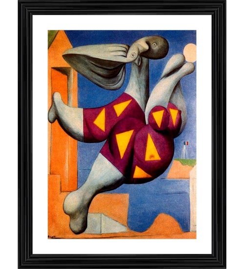 Woman with Beach Ball 1932 Painting With Wood Photo Frame (Multicolor)